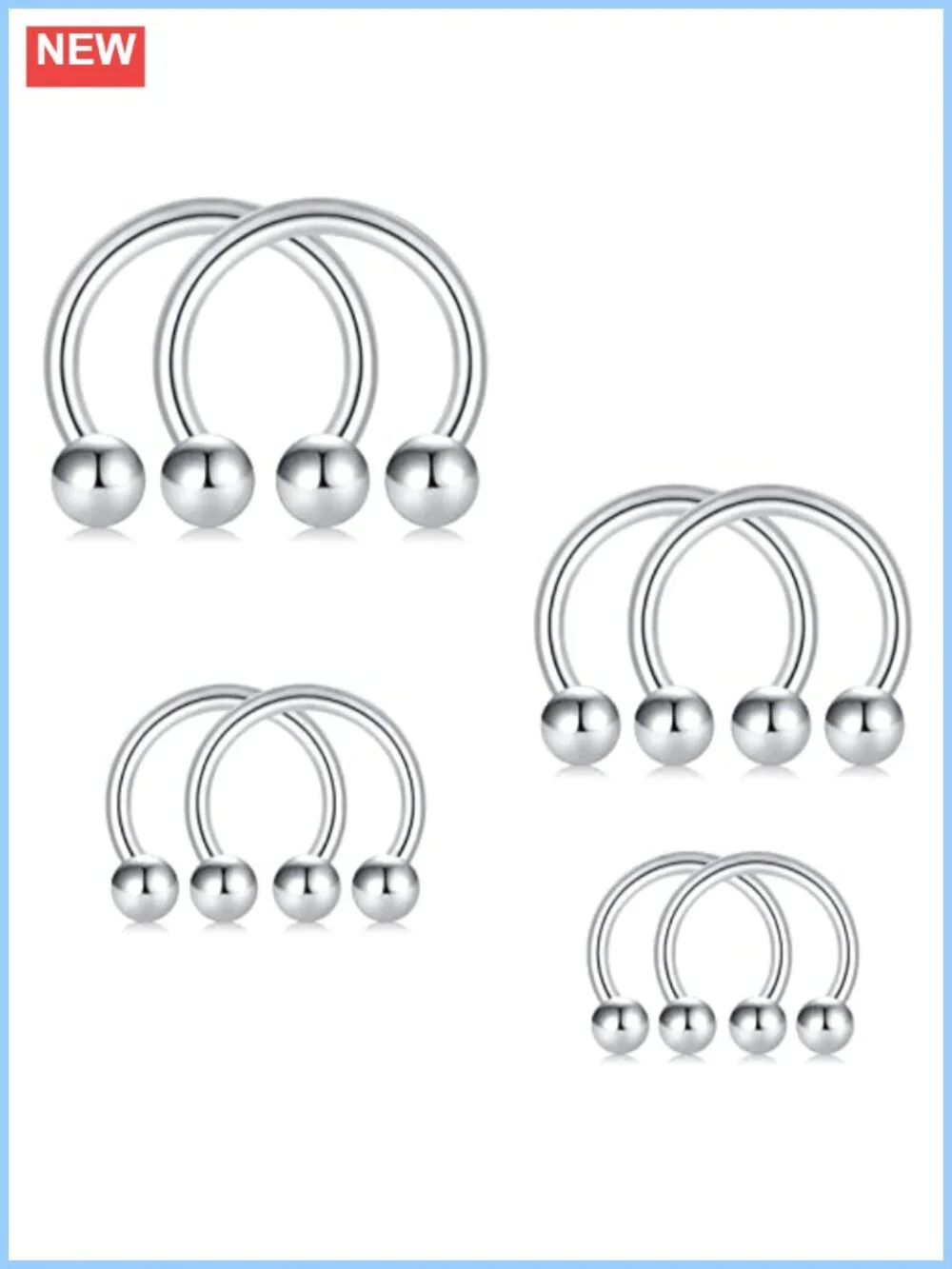 16G Surgical Steel Horseshoe Septum Ring Nose Piercing Jewelry Hoop